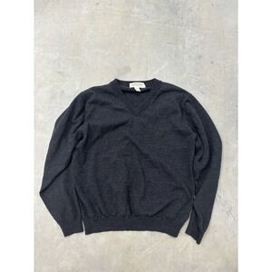 Pronto-Uomo Men's Sweater‎ Extra Fine Merino Wool V-neck Size XL Dark Gray